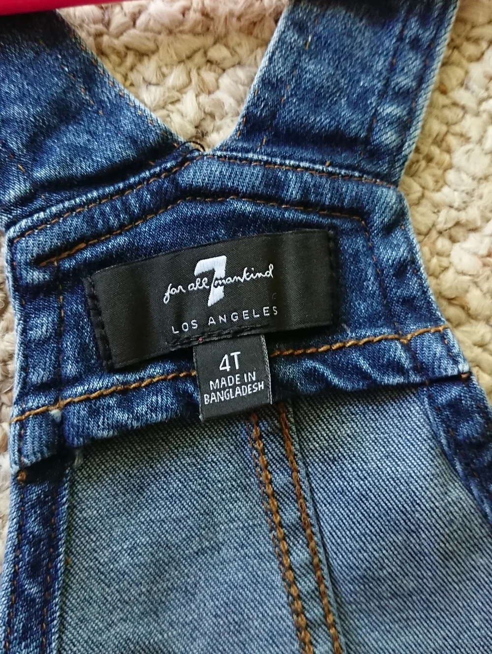 7 For All Mankind Toddler Girls Dark Wash Denim Overalls Size 4T